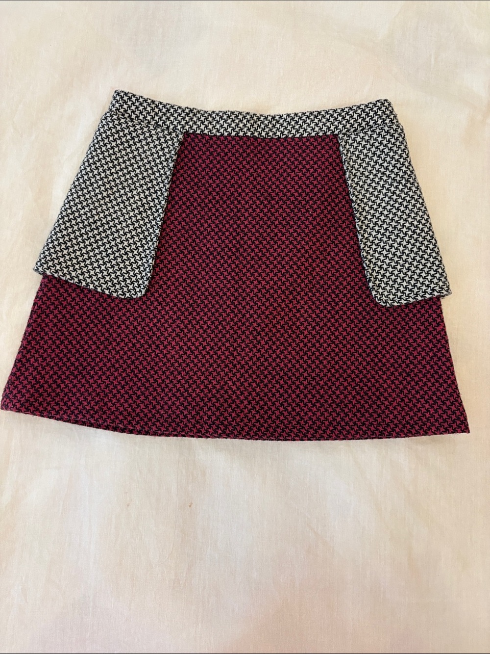 A is for Apple Black & Burgundy Patterned A-Line Skirt